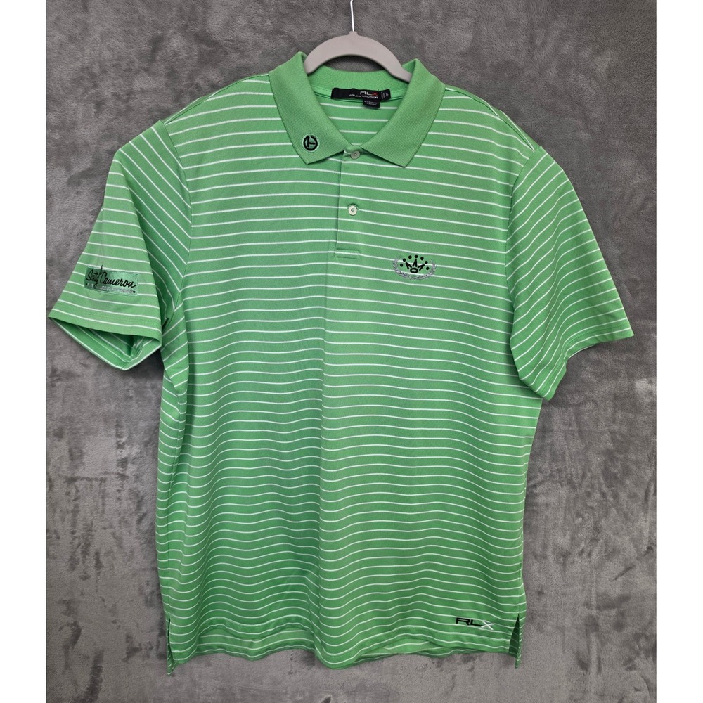 RLX Ralph Lauren Scotty Cameron Titleist Golf Polo Green White Striped Mens XL